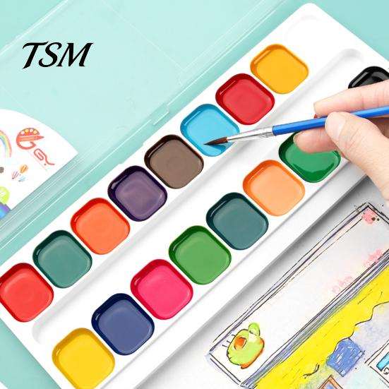Holiday Card Making Supplies Watercolor Paint Set, Portable Washable Solid Palette, Bright Art Colors Pigment Kit, for Kids Beginners Illustrations
