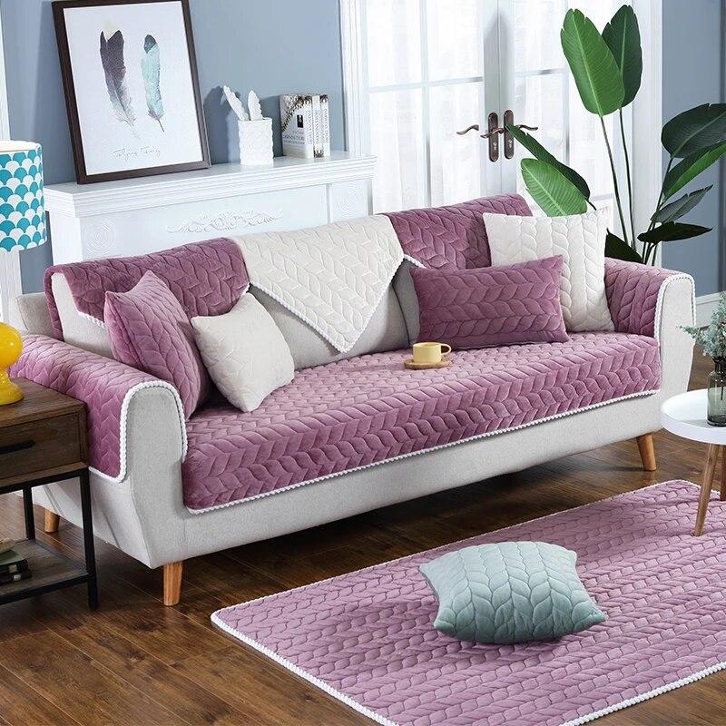 

Толстый плюшевый чехол для дивана с однотонной нескользящей наполнителем, спинка, полотенце, защитный чехол для мебели для гостиной 70x150cm