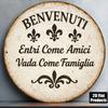 Pc InXCm D Flaches Rundes Schild Vintage Plakette mit Willkommen Gäste Als Freunde Gehen Als Familie Italienische Warme Zitate De