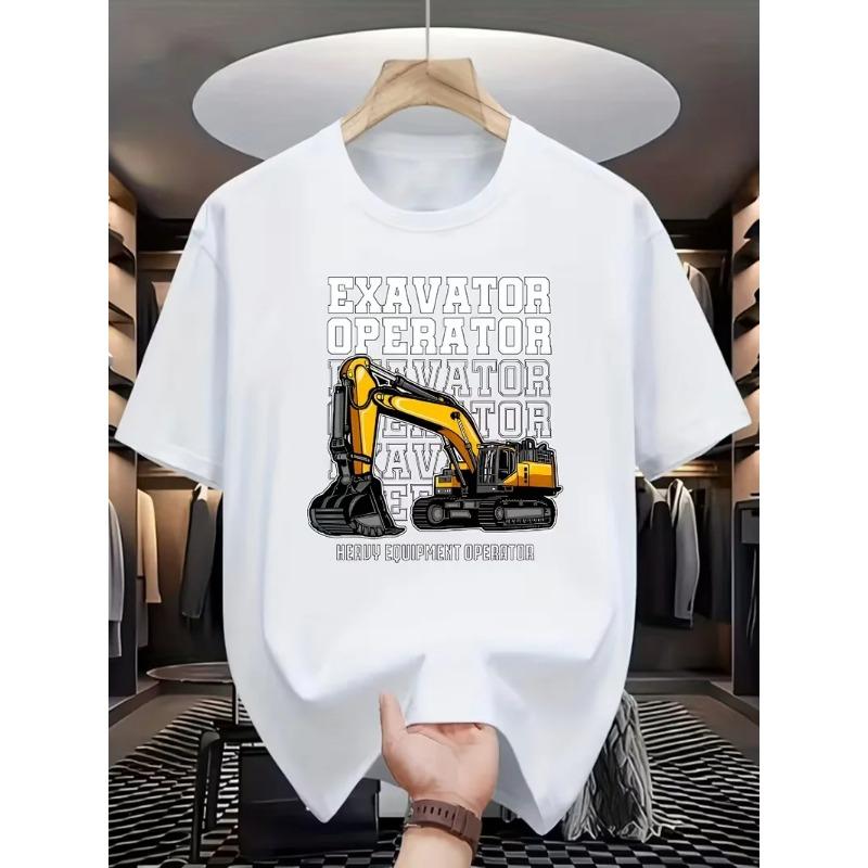 EXCAVATOR OPERATOR T-Shirt Heavy Equipment 3D Graphic Tee Black Short Sleeve Top Funny Construction Work Humor Gift for Operator
