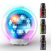 Umidificador de aromaterapia com LED de 7 cores, rotação de 360°, design de esfera a laser branca, difusor de óleos essenciais para relaxamento silencioso, perfeito para quartos.