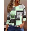 Women's 3D Printed Plaid Print T-shirt Fashion Long Sleeve Round Neck Regular Tops Holiday Weekend Spring and Autumn