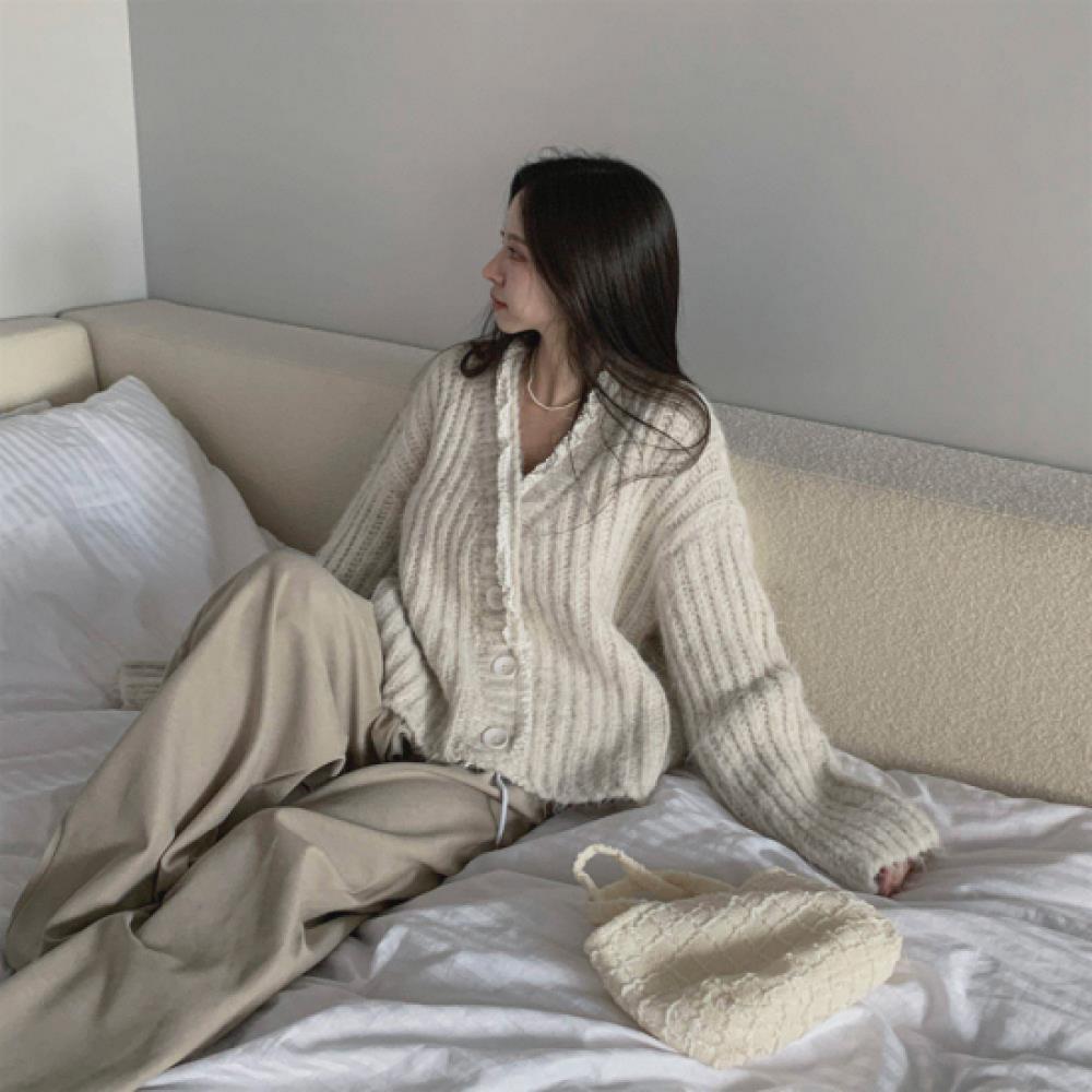 New ArriVals Open Run Women Wool Alpaca Lace V Neck Loose Cardigan