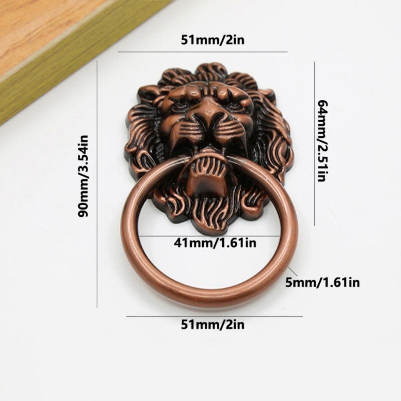 Pack of 5 Antique Styles Stylish Lion Heads Knobs Sturdy Alloy Materials Convenient for Wardrobes and Drawers Use