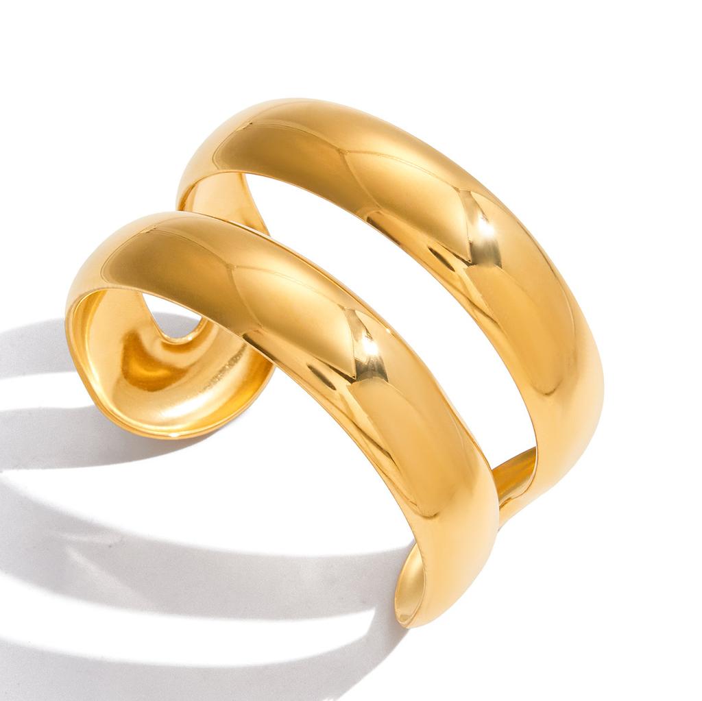 Minimalist 18K gold, light luxury high-end double-layer hollow opening bracelet, bracelet jewelry.