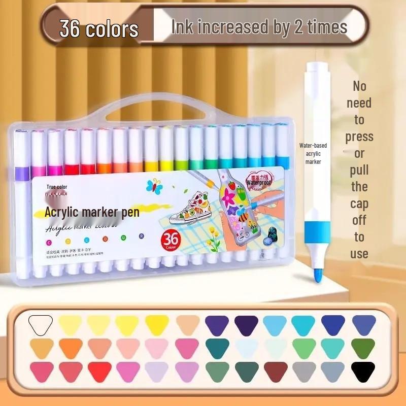 Echtfarbe Dreieckiger Schaft Wasserfarbenstift für Kinder: Acrylmarker-Pinsel für den Kunstunterricht mit Schichtfarben.