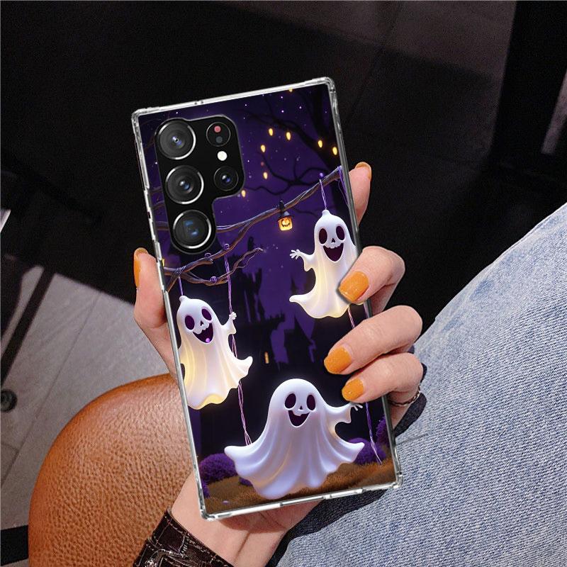 Cute Halloween Ghost Phnoe Case for Samsung Galaxy S26 S25 Edge S23 S24 Ultra S22 Plus S21 S20 FE Unique Cover Soft Coque Galaxy