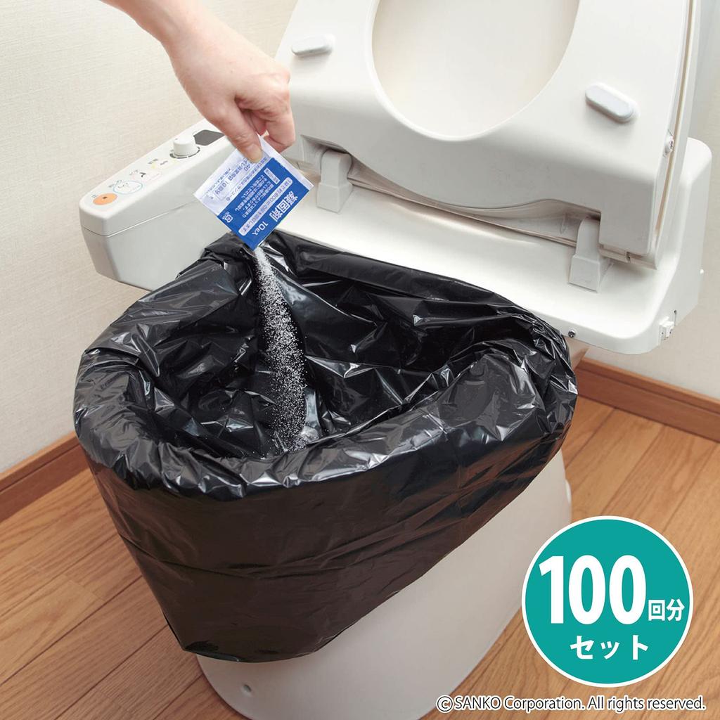 Sanko Emergency Portable Toilet for Disaster and Disaster Made in Replacement Waste Disposal Bags with Coagulant Preparedness, Travel, Camping,