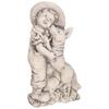 Concrete Sculpture of a Boy with a Dog Gray Garden Figure