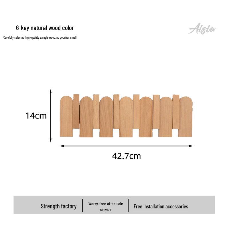 Piano Key Solid Wood Wall-Mounted No-Drill Coat and Hat Rack