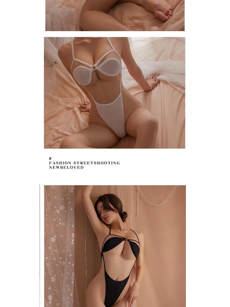 Lace-Up Erotic Lingerie Bodysuit with Cutout Temptation