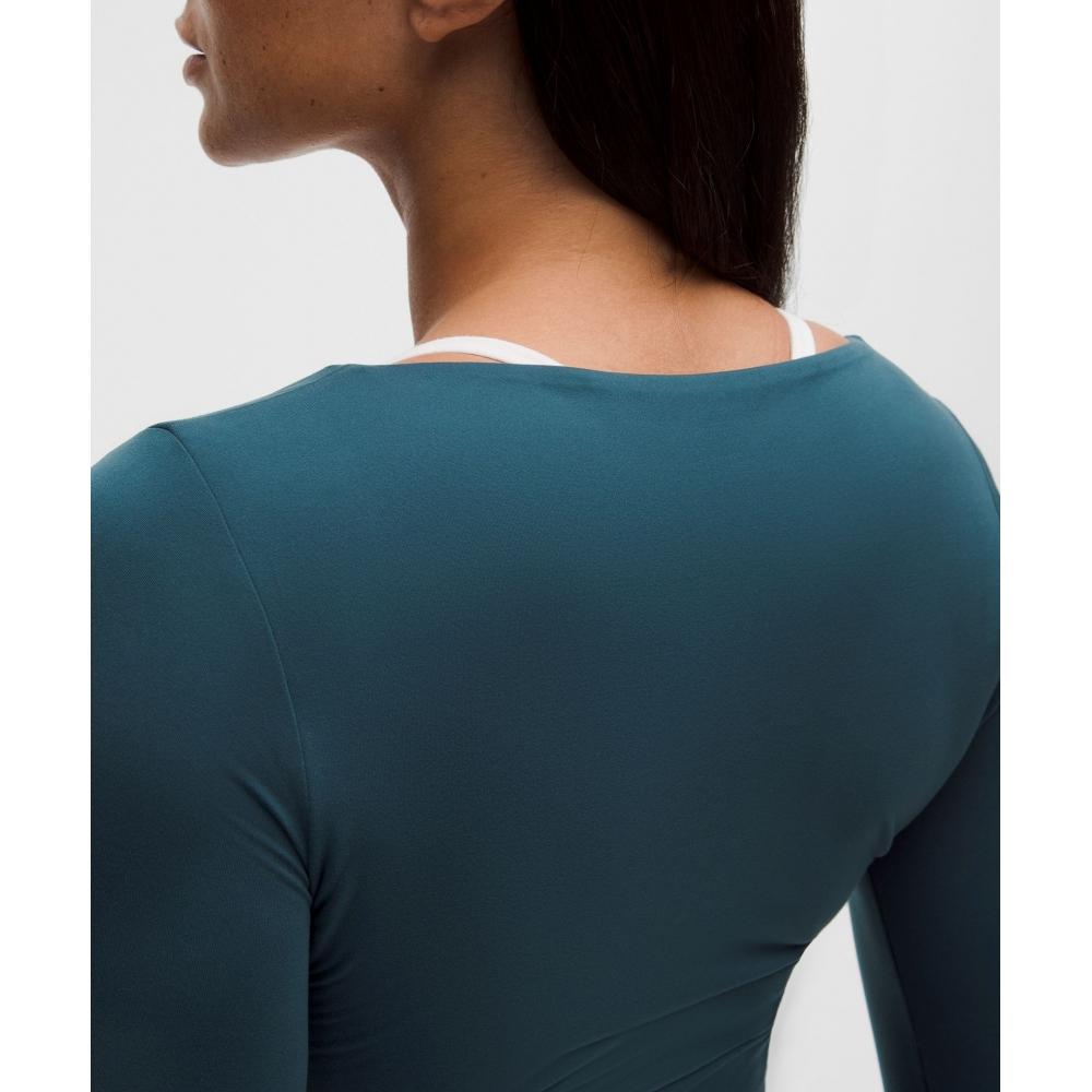 Lululemon Wundermost Ultra Soft Nulu Square Neck Long Sleeve Shirt Indochine Blue