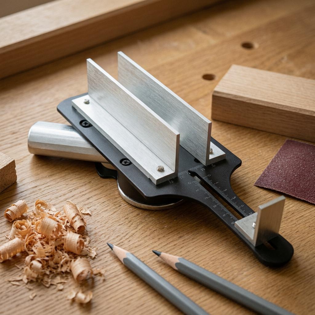 Dust Collection Router Jig with Cutter and Wrench Slotting Router Jig Woodworking Tool Aluminum Alloy Sturdy