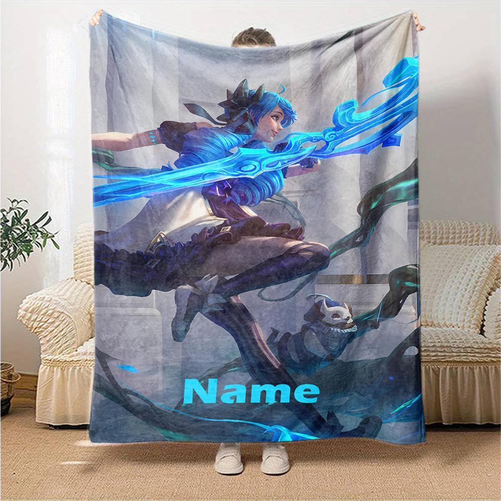 Custom Name League of Legends Theme Printed Blanket - Perfect for Couch, Bed, Travel & Outdoor Use | Machine Washable, Cozy & Durable.