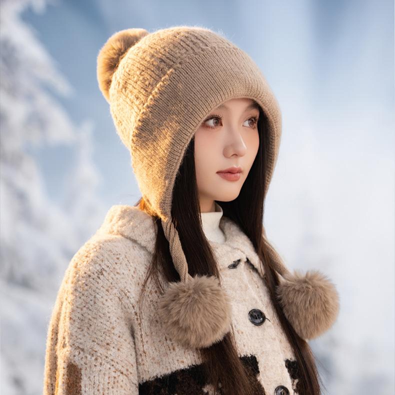 Herbst- und Wintermützen, Damen-Glatzenmützen, Warme Strickwollmützen