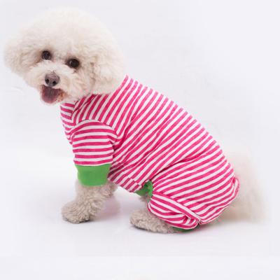 Yousheng Pet Jumpsuit Striped Pattern Warm Casual Wear Dog Sleepingwear Pet Four-legged Clothing Puppy Costume