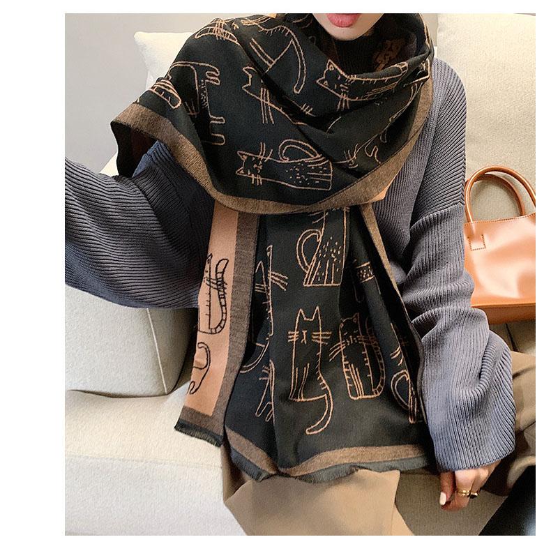 

Осень-зима новый шарф женский длинный шарф с принтом из искусственного кашемира шаль осенний стиль теплый шарф снаружи шампанского