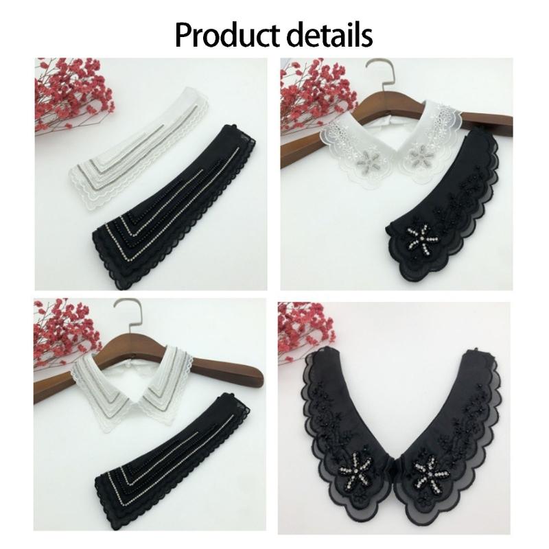 Jeweled Rhinestones False Collar Beaded Lace Spread Lapel Graceful Art Collar Sweet Shawl False Decorative Shawl