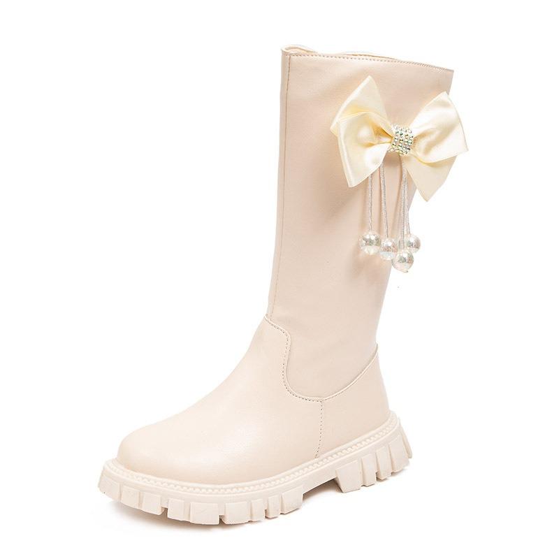 Fashion Foreign Style Girls Boots Long Princess Boots High Boots Autumn and Winter New Girls Soft-soled Leather Boots