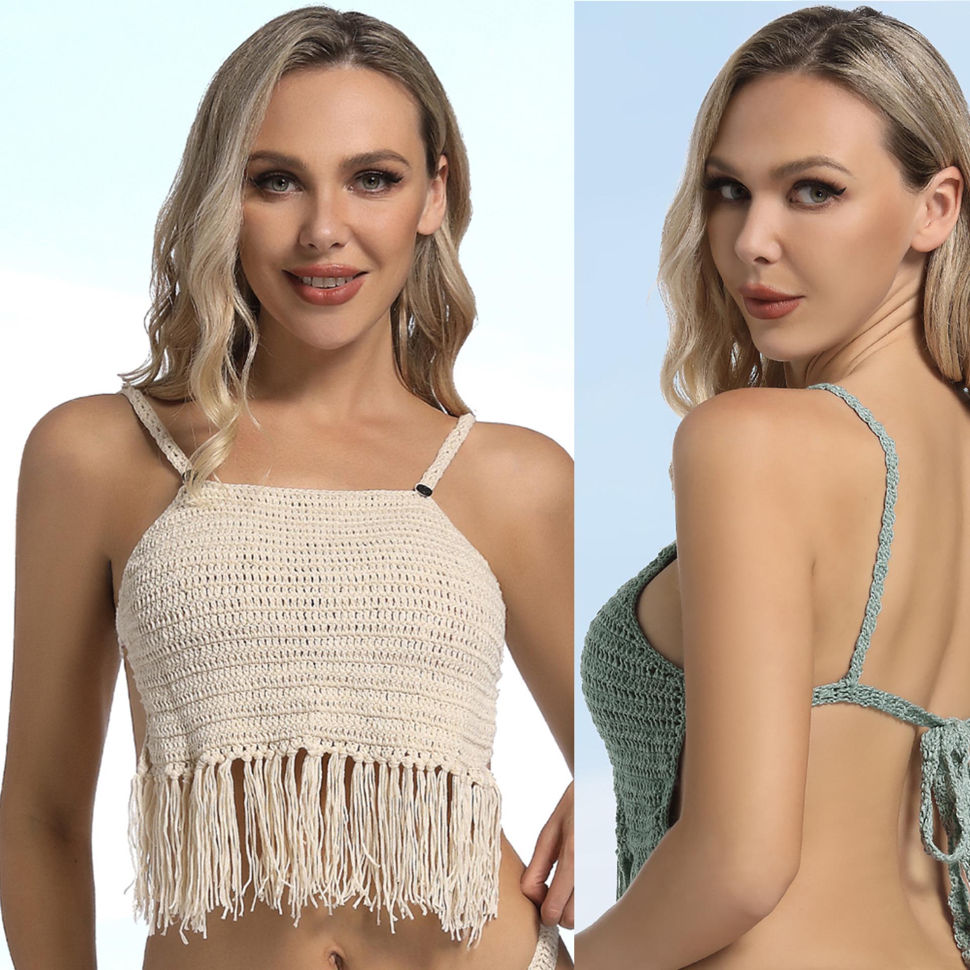 

Handmade Bohemian Crochet Beach Bikini Top S