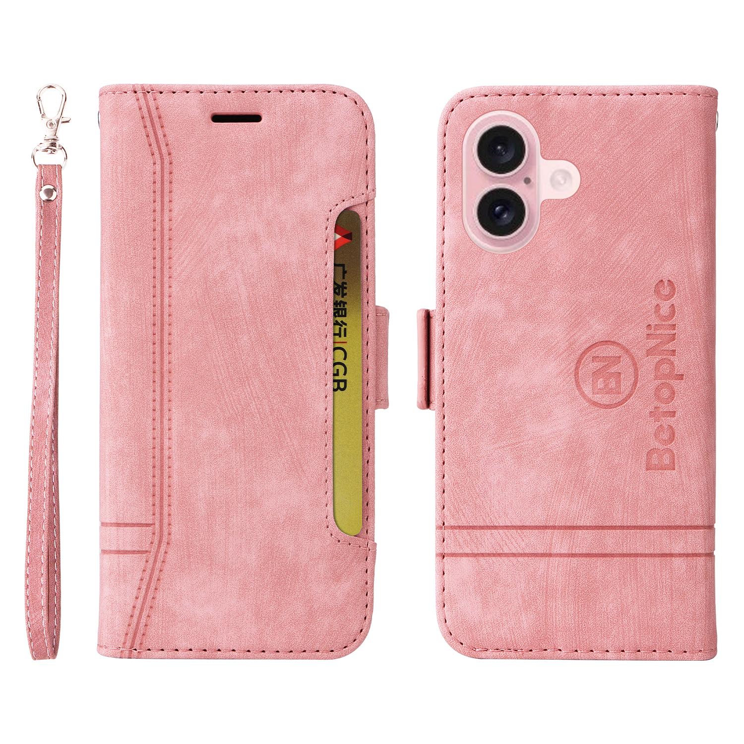 

Чохол BETOPNICE 001 для iPhone 16 Шкіряний чохол для телефону Сумочка Відкидна підставка Захисний