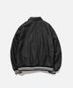 Vastic Leather Collar Denim Varsity Jacket_Black