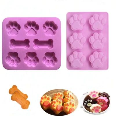 Puppy Dog Paw Bone Shaped Chocolate Silicone Mold Candy Cookie Silicone Mould Ice Cube Tray Homemade Dog Treats Baking Tools