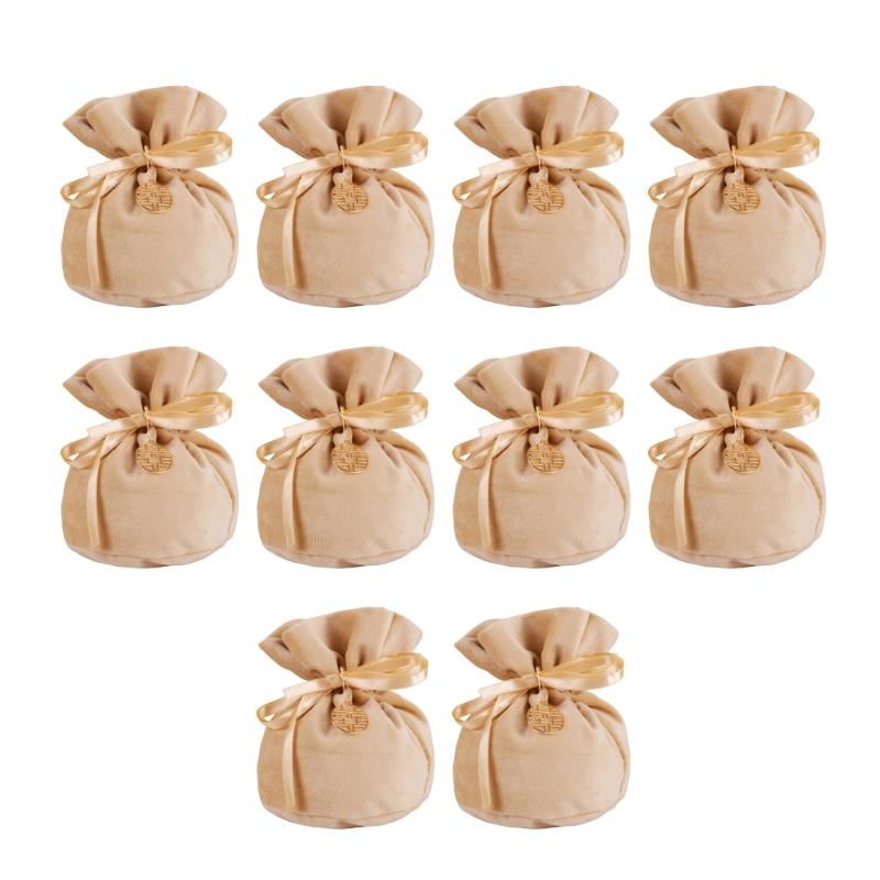 10Pcs Velvety Cloth Drawstring Bag Wedding Gift Wrapping Pouches Birthday Party Treat Bag For Candy Chocolate Jewelry