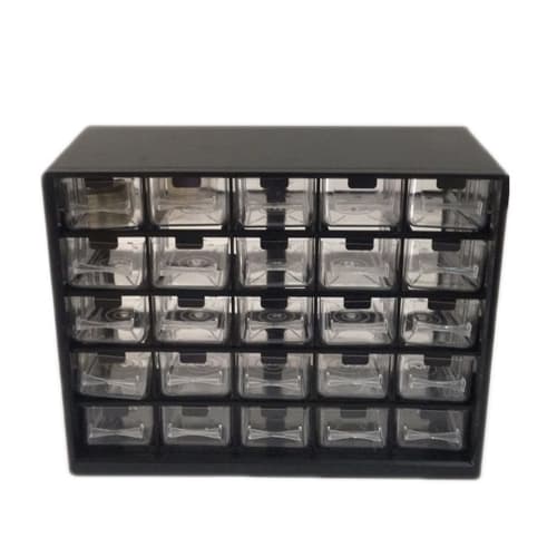 

25 Multi-Grid Drawer Parts Box, Wall-Mounted Screw Classification Component Box, Tool Case, Electronic Component Storage Box (Color: Black)