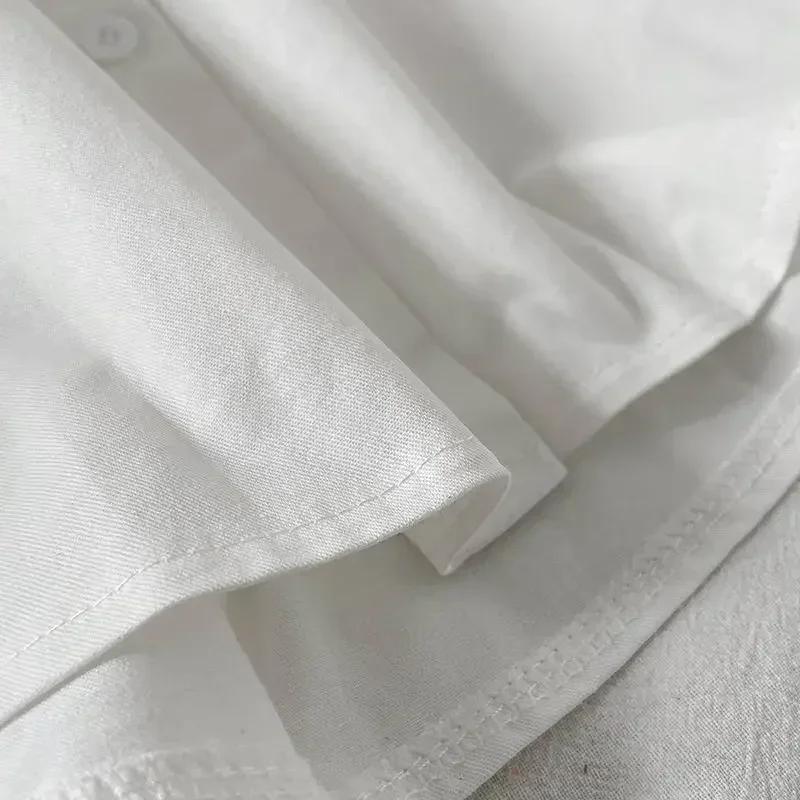Puffärmel Blusen Damen Weiß Umlegekragen Preppy Sinn für Design Schicke Damenoberteile Koreanische Mode Einfache Sommerbluse
