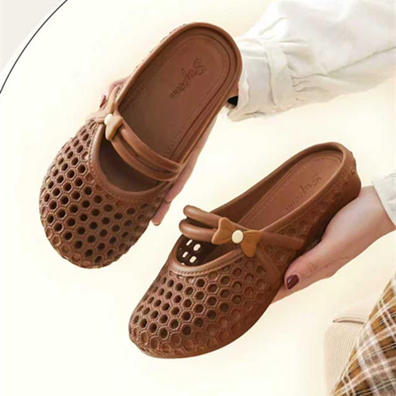 Schicke Pearl-Mesh-Slipper für den Sommer – Bequeme, rutschfeste geschlossene Commuter-Slipper für Damen für den Außenbereich