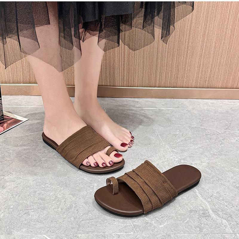 Modetrend Damen Zehensteg-Sandalen Sommer Klassische Mode Damen Lässige Outdoor-Slipper Rutschfeste Weiche Damen Flache Slipper