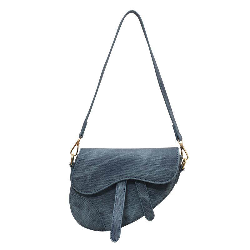 Retro Mini-Sattel-Umhängetasche: Europäischer & Amerikanischer Stil, Denim-Lippenstift-Design