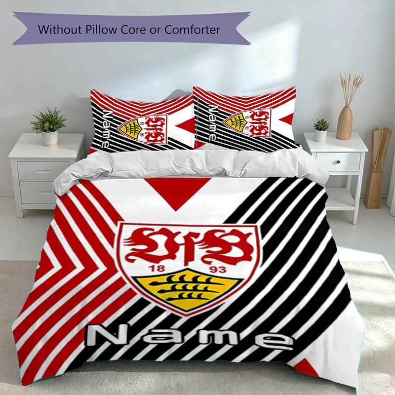 3pcs Custom Name VfB Stuttgart Bedding Set,Includes 1 Duvet Cover and 2 Pillowcases,All-season Bedroom Decor