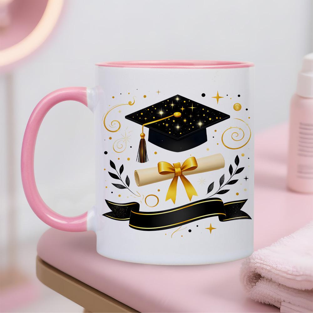 Multi-color graduation season ceramic cup creative gift mug large capacity coffee water cup
