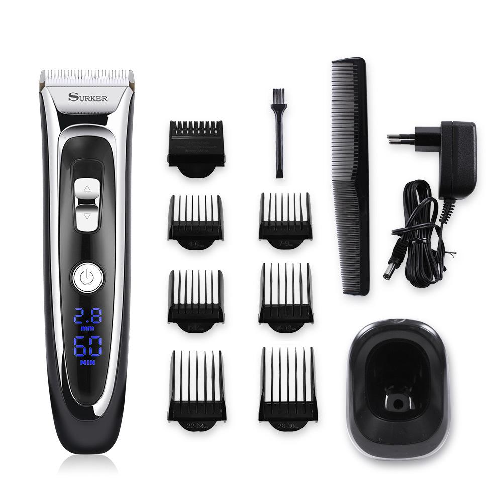 

Surker LCD Ceramic Blade Electric Hair Clipper with Base - Household Hair Trimmer Cutting Machine