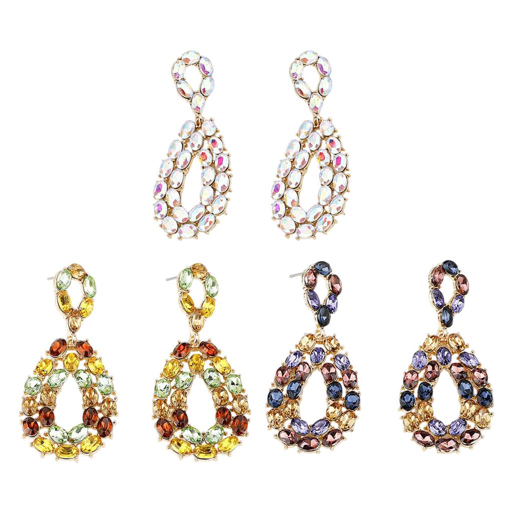 Teardrop Alloy Earrings Crystal Embellished Elegant Style Jewelry Handmade Ear Accessories For Parties Event
