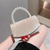 Beige Pleated Handbag Women Pearl Handle Flap Shoulder Bag Ladies Elegant Fashion Banquet Desiqner Luxury Crossbody Bag 2025 New