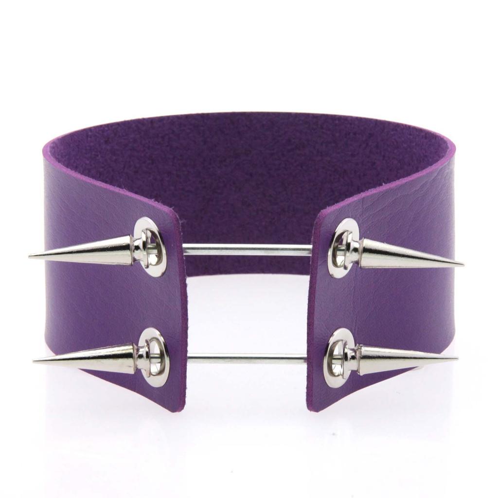 Alloy Spike Leather Choker, Rock Punk Harajuku Spiked Clavicle Necklace