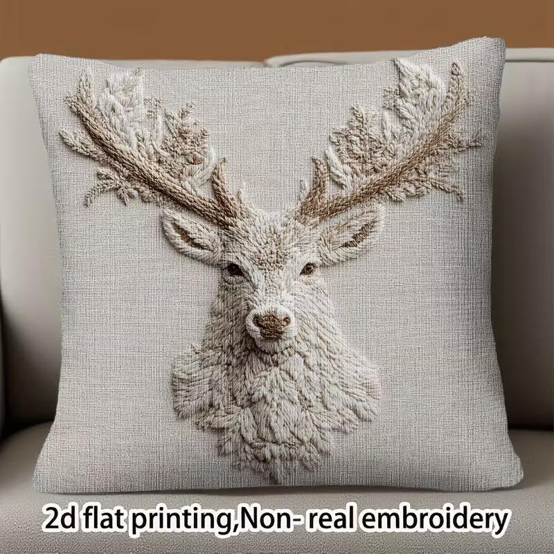 Colorful Bohemian Short Plush Pillowcase 45x45cm Adorable Kitten Living Room Bedroom Decor (Pillow Insert Not Included)