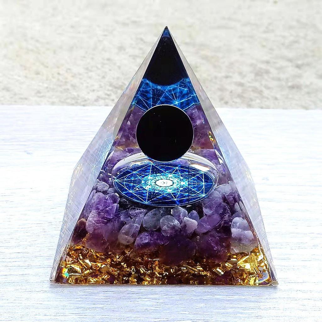 Crystal Stone Pyramid Resin Decor: Home, Office, Car Ornaments