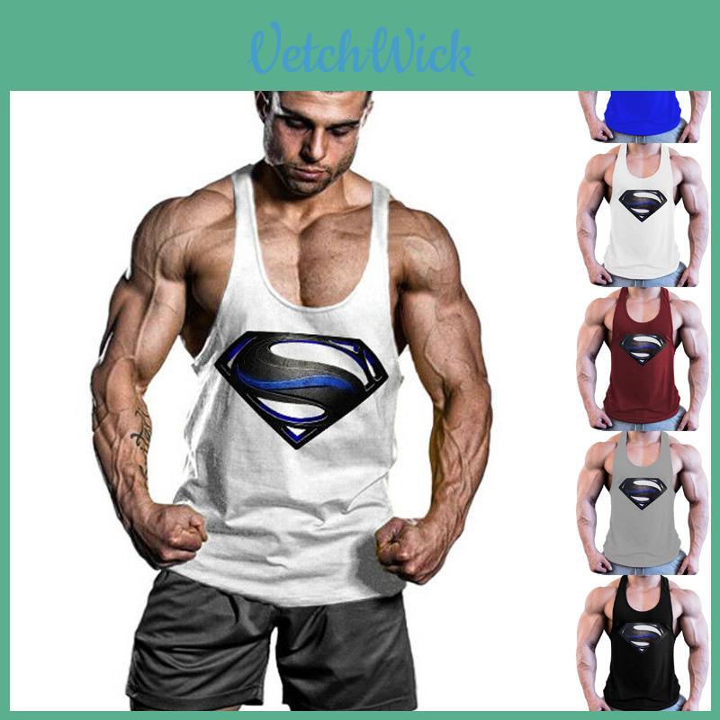 Premium Quality Men Bodybuilding Tank Top Muscle T-shirt With 3d Superman Design