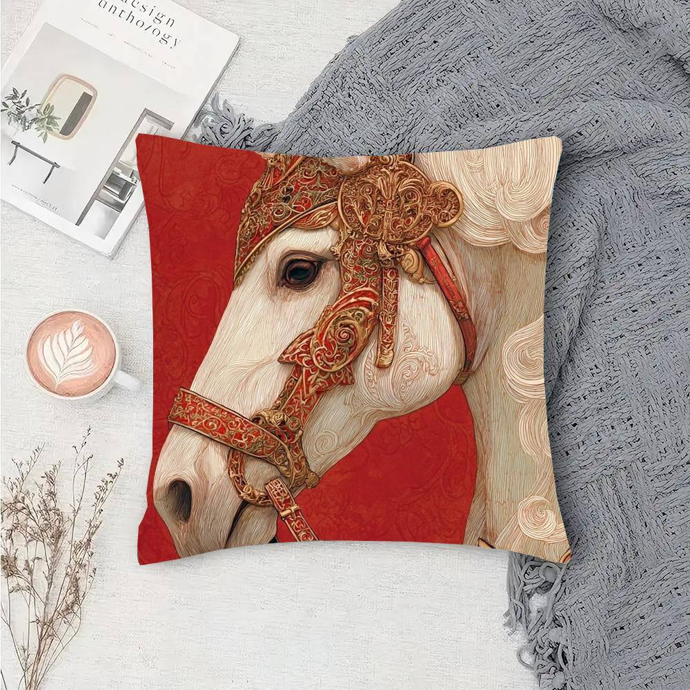 Color Horse Pillow Case Fashion Square Pillowcase Bedroom Sofa Room Ins Decoration Leisure