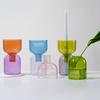 2pc Set Terrarium Hydroponic Plant Pot Flowers Candle Holders Decor Colorful Glass Vase Mini Vases