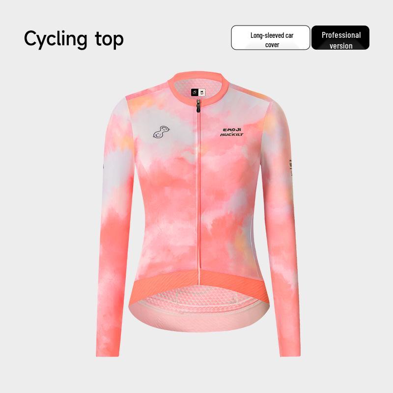 NUCKILY Damen Langarm-Radtrikot - Atmungsaktives Slim Fit mit Sonnenschutz für Frühjahrs-/Herbstfahrten.
