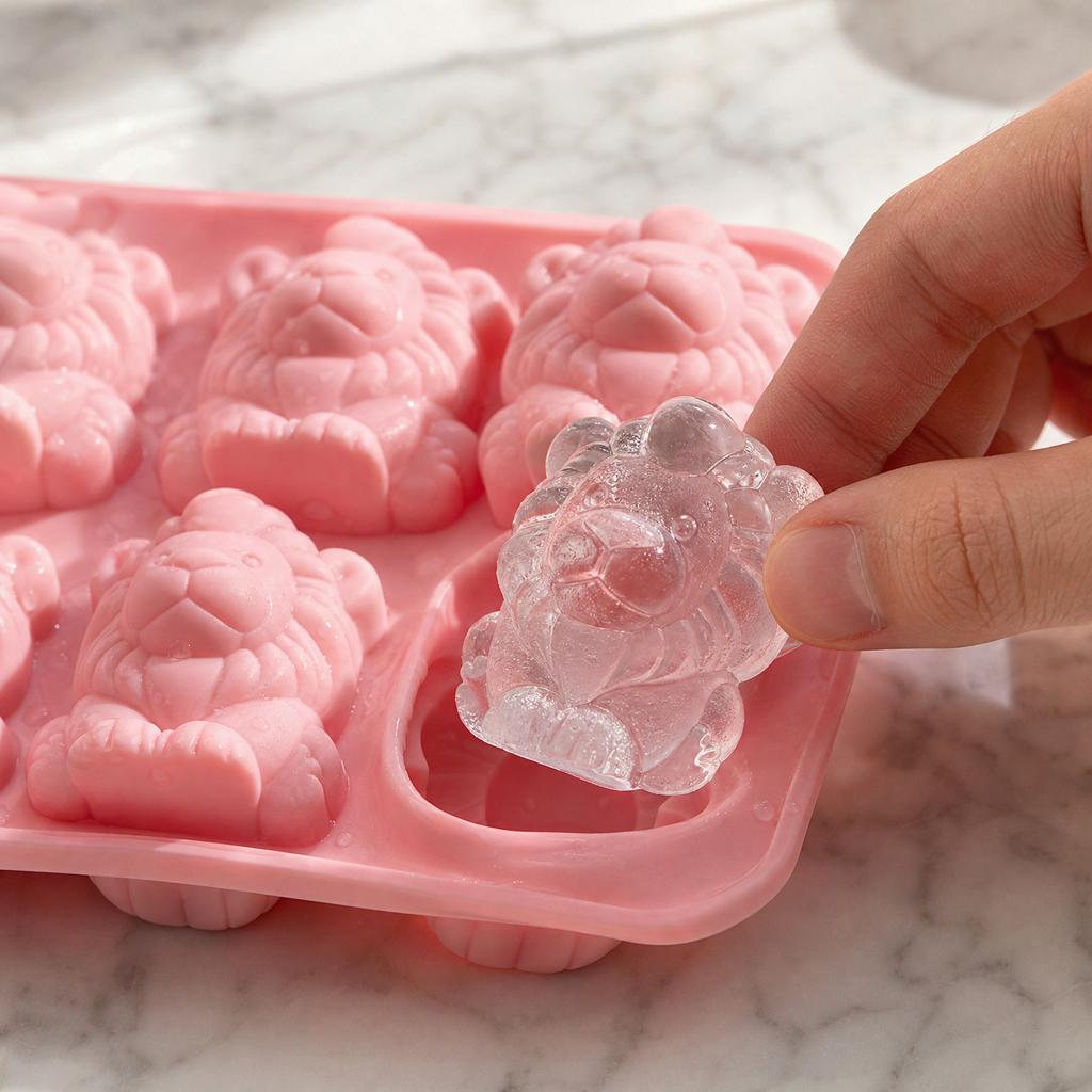 Silicone Lion Shape Ice Cube Tray Mold Flexible Non-Stick Reusable Animal Design Mold for Baking Chocolate Candy Soap Making
