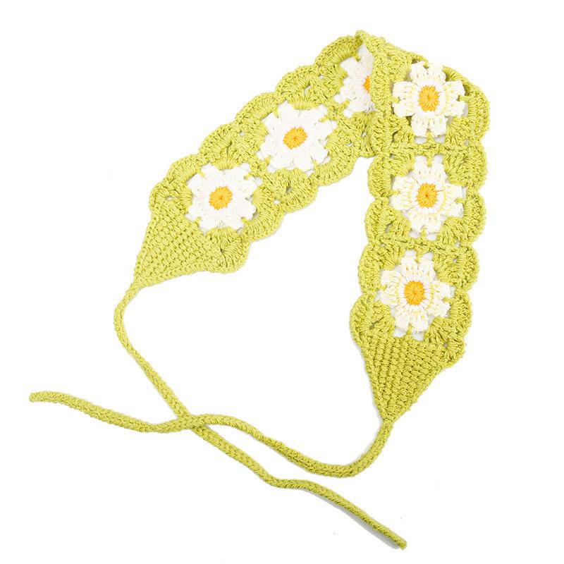 Multicolor Knit Handkerchief Crochet Sweet Bohemian Style Headpiece Floral Woven Headband Women