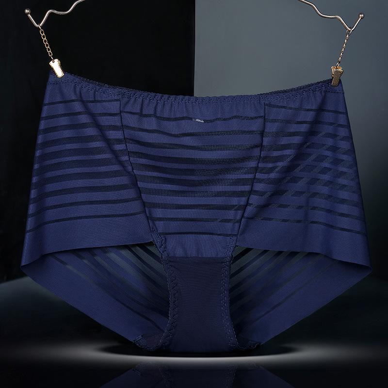 Plus Size Ladies Summer Sexy Lace Mesh Without A Mark In The Belly High Waist Triangle Briefs