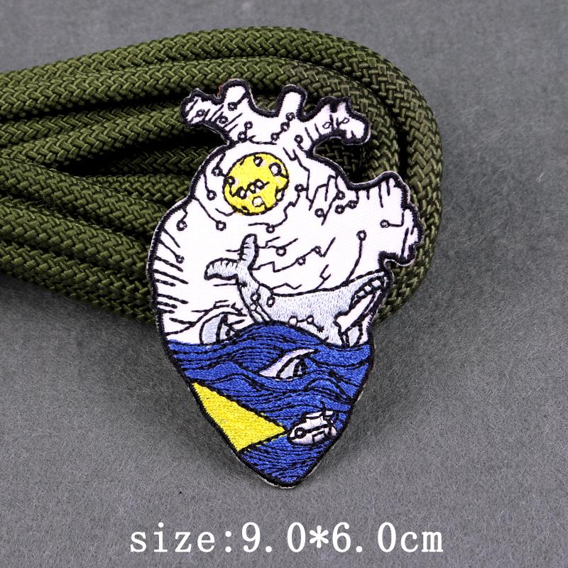 Heart Landscape Patch Iron On Patches For Clothing Wilderness Outdoor Embroidery Patches For Clothes Adventure Patch Stickers