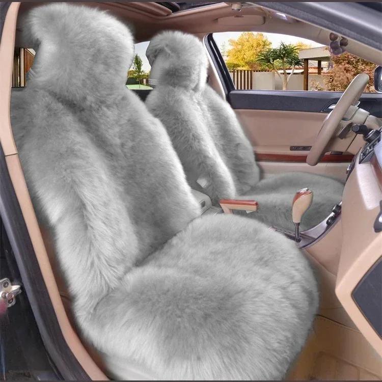 Ciepłe pluszowe pokrowce na siedzenia samochodowe Uniwersalne Długie Futro Wełniane Poduszka Ochronna na Przednie Siedzenie Samochodowe Mata do Akcesoriów Samochodowych Ochraniacz na Siedzenie Samochodowe